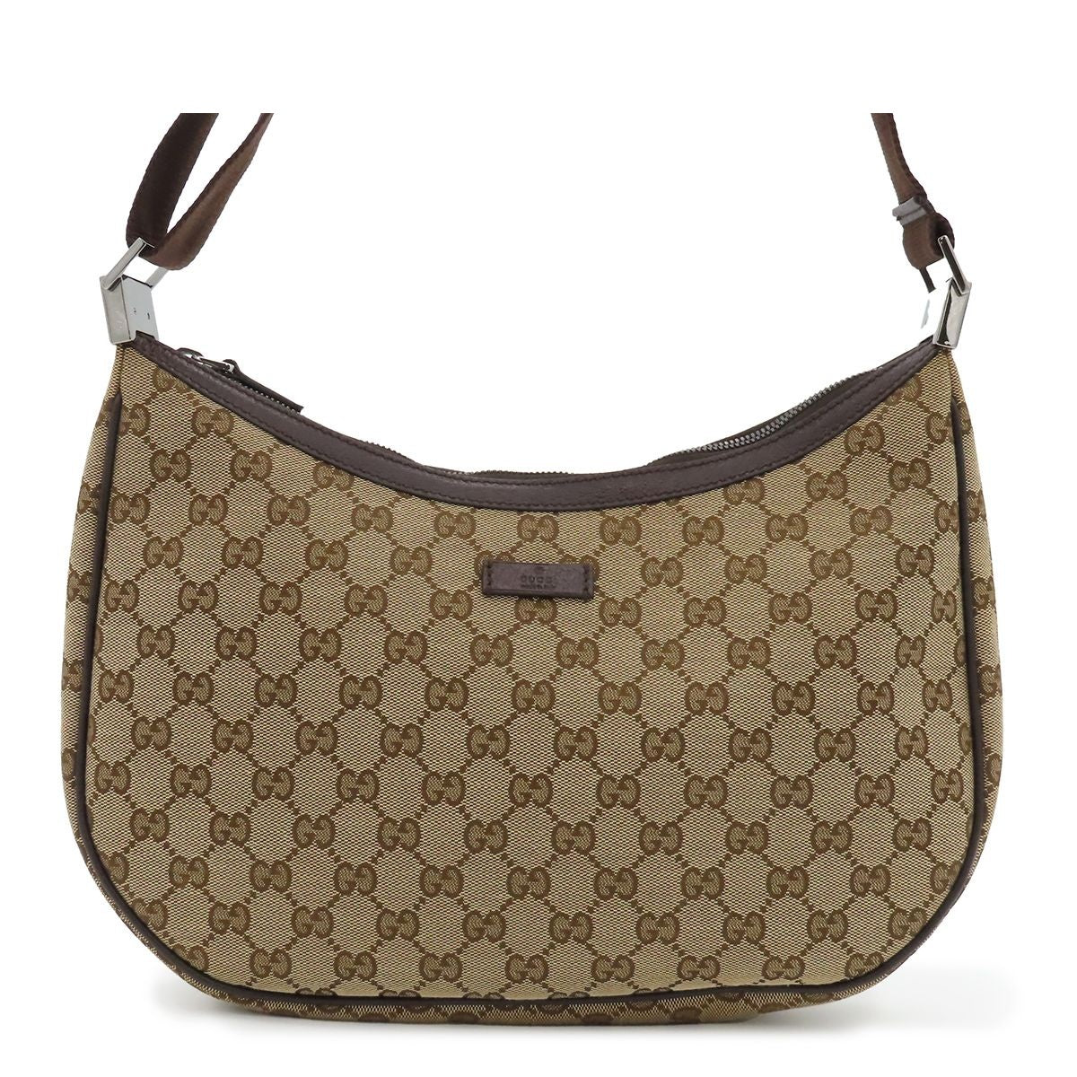 Gucci Shoulder Bag GG Canvas Beige Leather