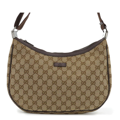 Gucci Shoulder Bag GG Canvas Beige Leather