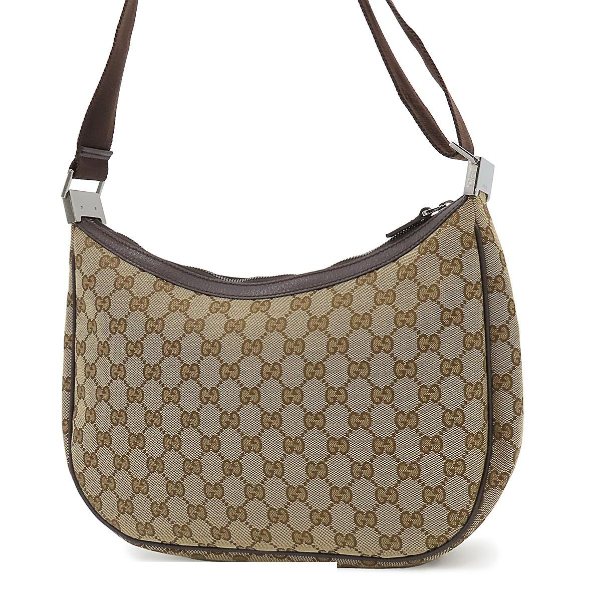 Gucci Shoulder Bag GG Canvas Beige Leather — view 2