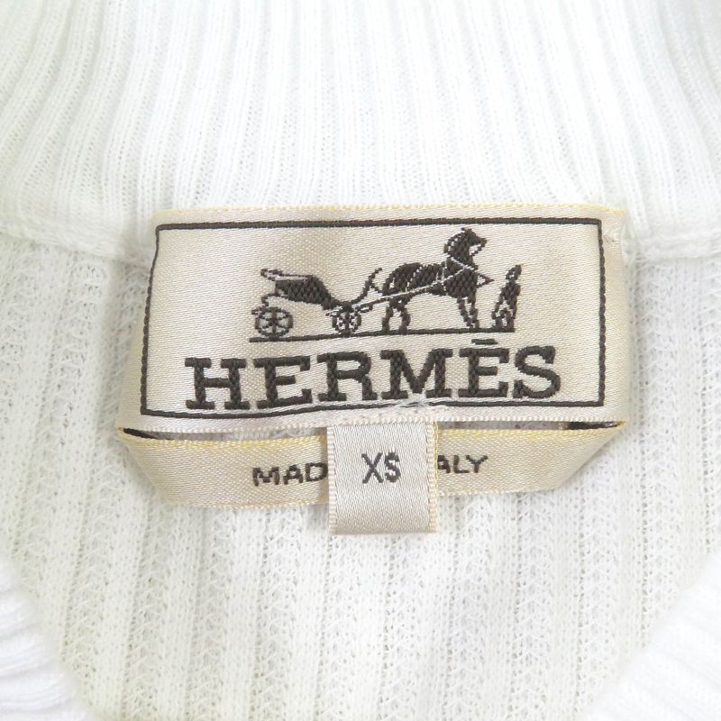 Hermes 2023 100% Cotton Striped Short Sleeve Knit Cut And Sewn White XS Made In