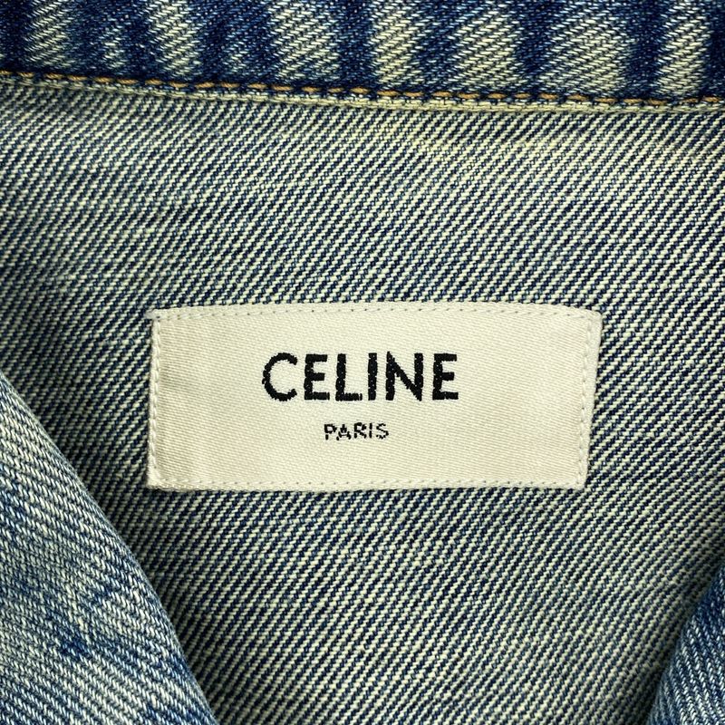 Celine - Trucker Jacket In Denim Damaged Denim Trucker Jacket - M - Indigo -