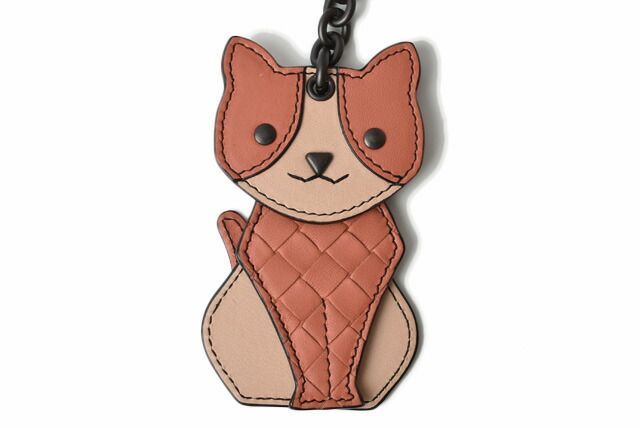 Bottega Veneta Key Ring Key Holder Bottega Veneta Bagcharm Cat Hibiscus Peach
