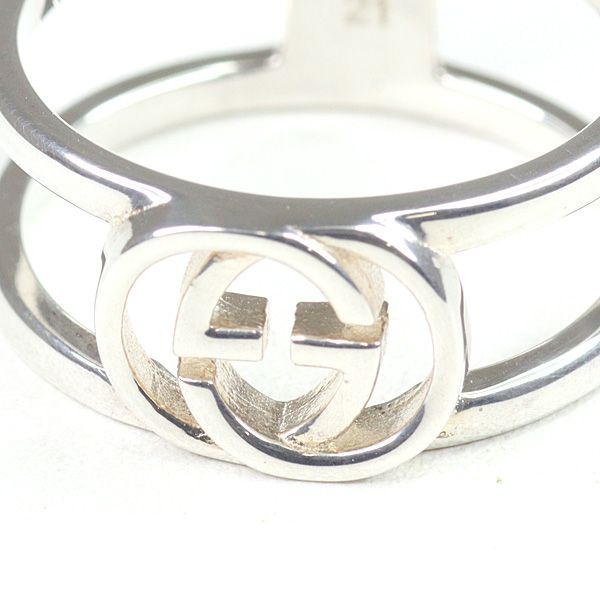 Gucci Interlocking Wide Open Band Star Ring Silver Ag925 Size 21 (actual Size