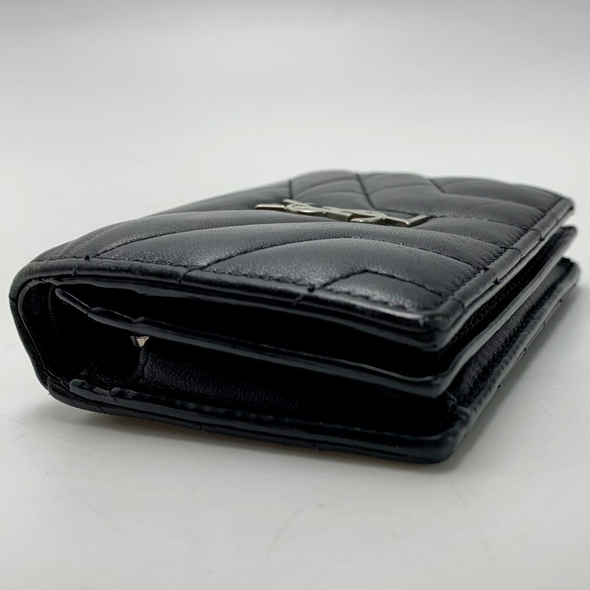 Saint Laurent(Yves Saint Laurent) Leather YSL Black Wallet Bifold Women's