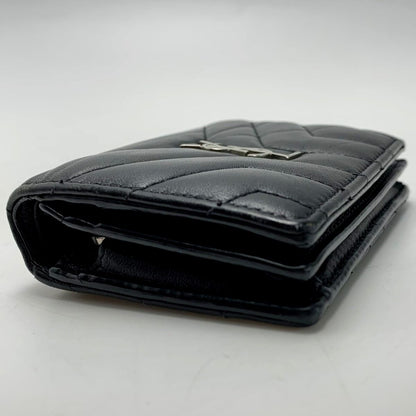 Saint Laurent(Yves Saint Laurent) Leather YSL Black Wallet Bifold Women's