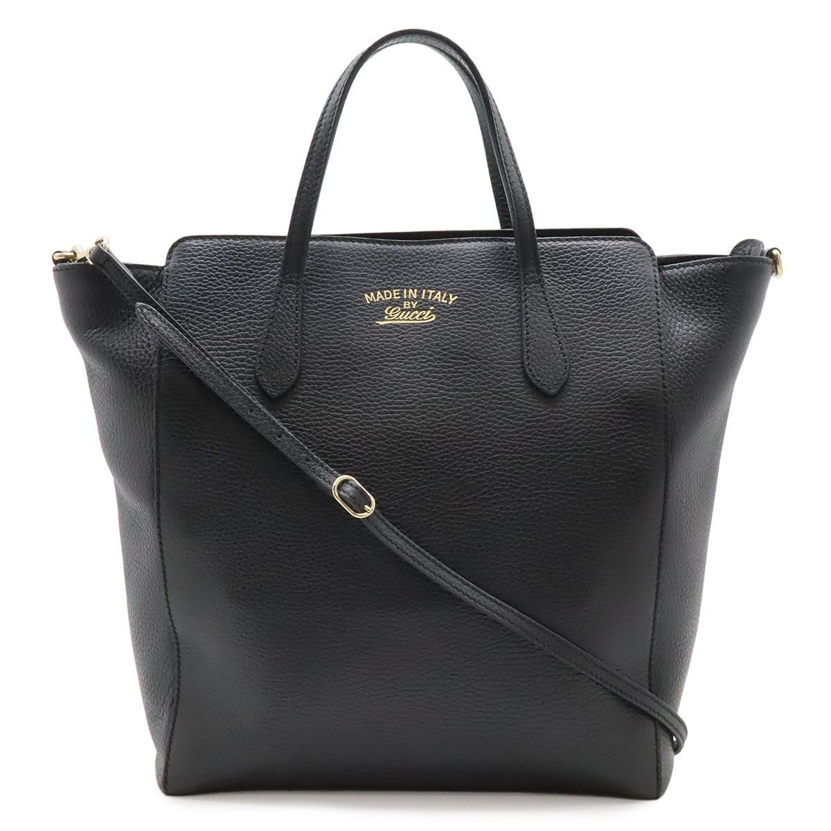 Gucci Swing Tote Shoulder Bag Leather Black