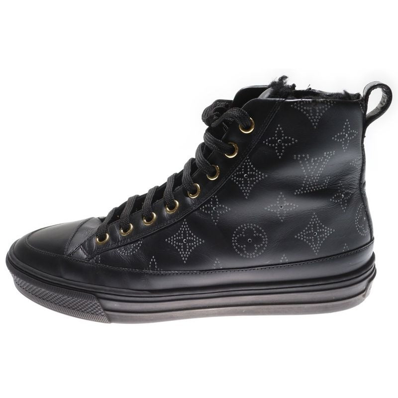Louis Vuitton Monogram Stellar Line Liner Shearling Leather High Cut Sneakers Black