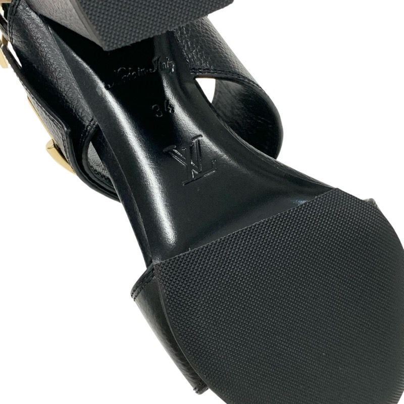 Louis Vuitton Horizon Line Sandals Shoes Leather Black Gold Lvhardware Strap