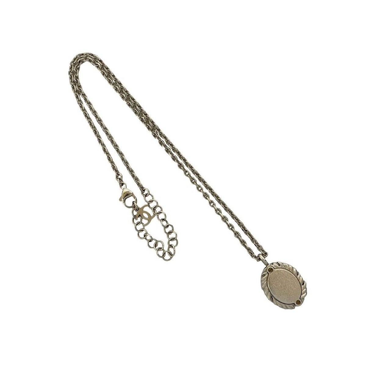 Chanel CC Logo Motif Plated Rhinestone Chain Necklace — view 5