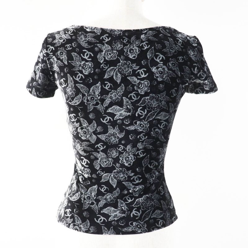 CHANEL P78132 Velour With Coco All Over Beige Coco Mark Short Sleeves Cut And