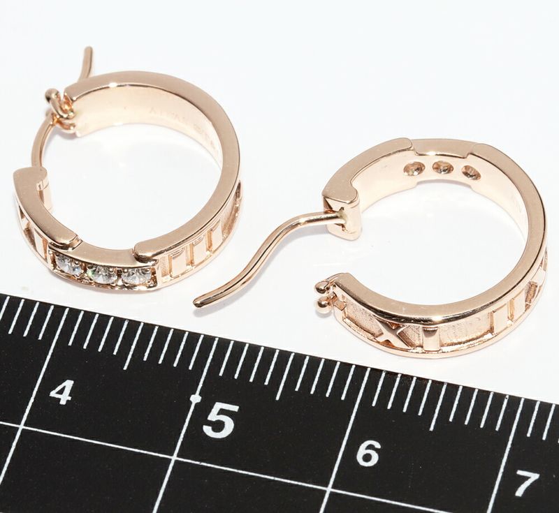 Tiffany & Co Earrings 18K Pink Gold Diamond 6P Atlas Hoop Earrings