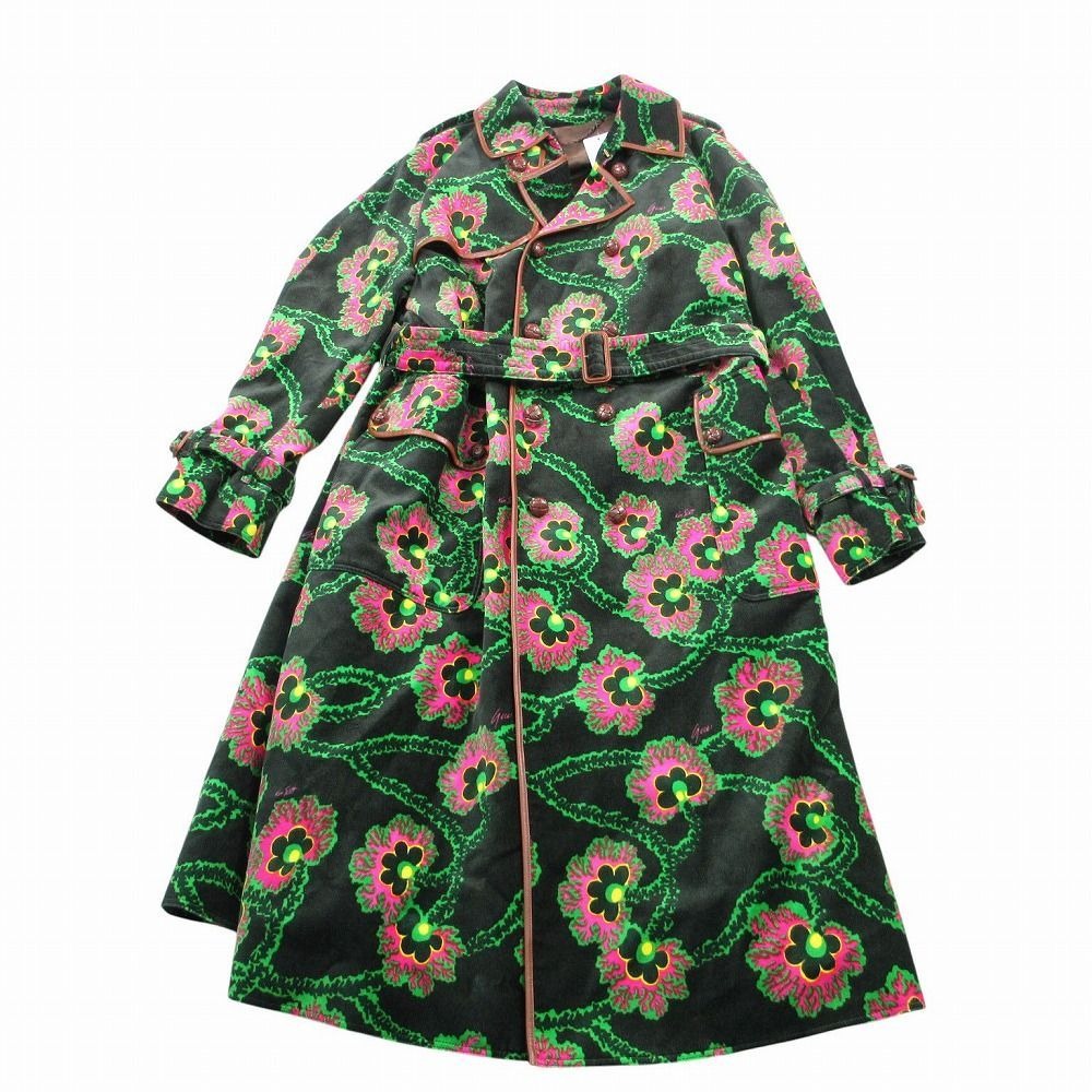 Gucci Kenneth Scott Floral Epi Rogue Velvet Velour Trench Coat Belted 44
