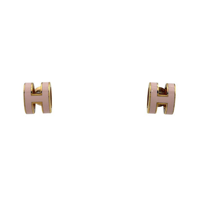 Hermes Pop Earrings Logo Pink Gold