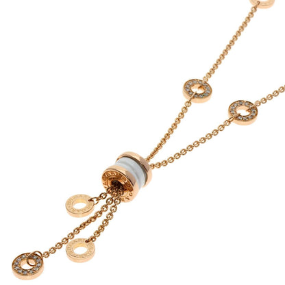 Bvlgari Element Diamond White Ceramic Necklace 18K Pink Gold