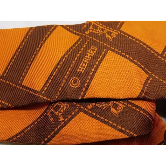 Hermes Twilly Ribbon Scarf Bolduc Pattern Silk Orange — view 3