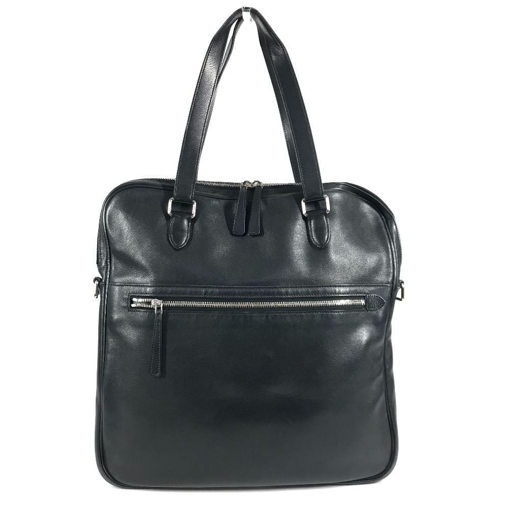 Hermes Shoulder Bag Logo Leather Black