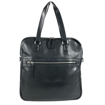 Hermes Shoulder Bag Logo Leather Black