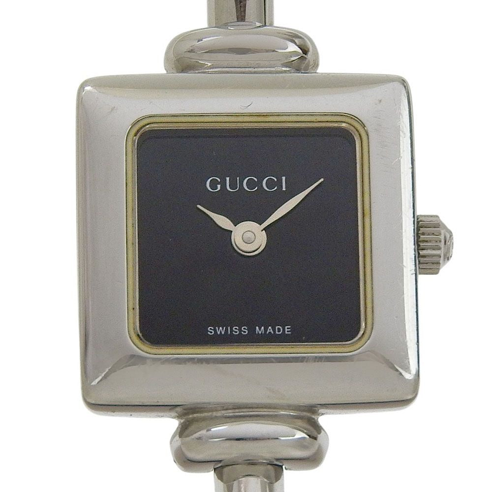 Gucci Stainless Steel Quartz Analog Display Black Dial Watch