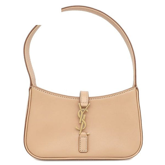 Saint Laurent Handbag le Cassette Calfskin Beige Gold le 5 a 7 Mini One Handle