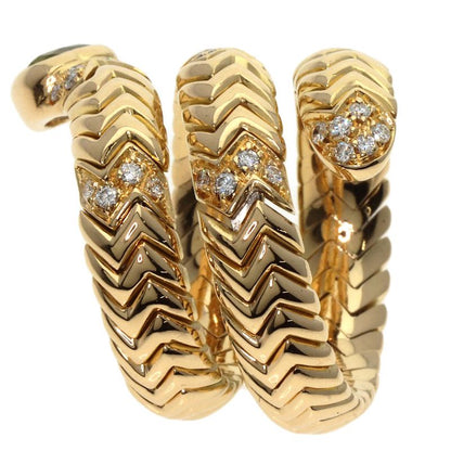 Bvlgari Bulgari Tubogas Spiga Peridot Diamond Ring And Ring 18K Yellow Gold