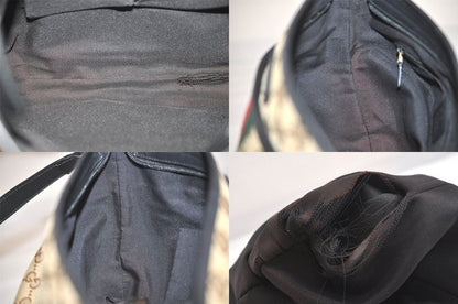 Gucci Web Sherry Line Shoulder Bag GG Canvas Leather 388926 Brown 3638n