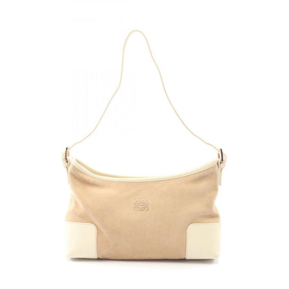 Loewe Shoulder Bag Anagram Beige Ivory Suede Leather One