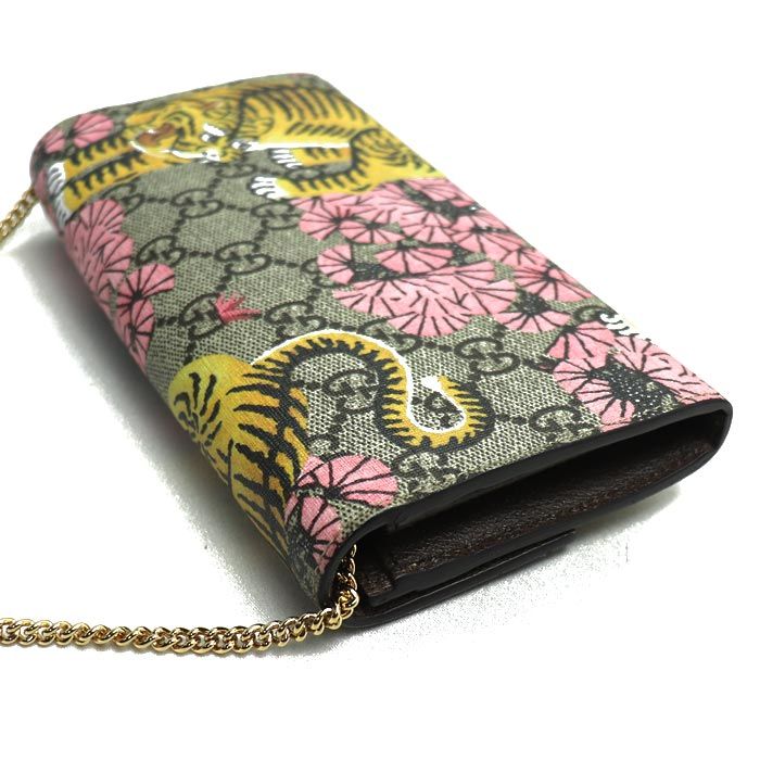 Gucci GG Supreme Chain Wallet Bengal Tiger/cherry Blossom Pattern Long Wallet