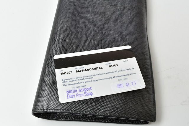 Prada Wallet Men's Prada Long Wallet 1m1302 Saffiano Shape Pressed Leather NERO