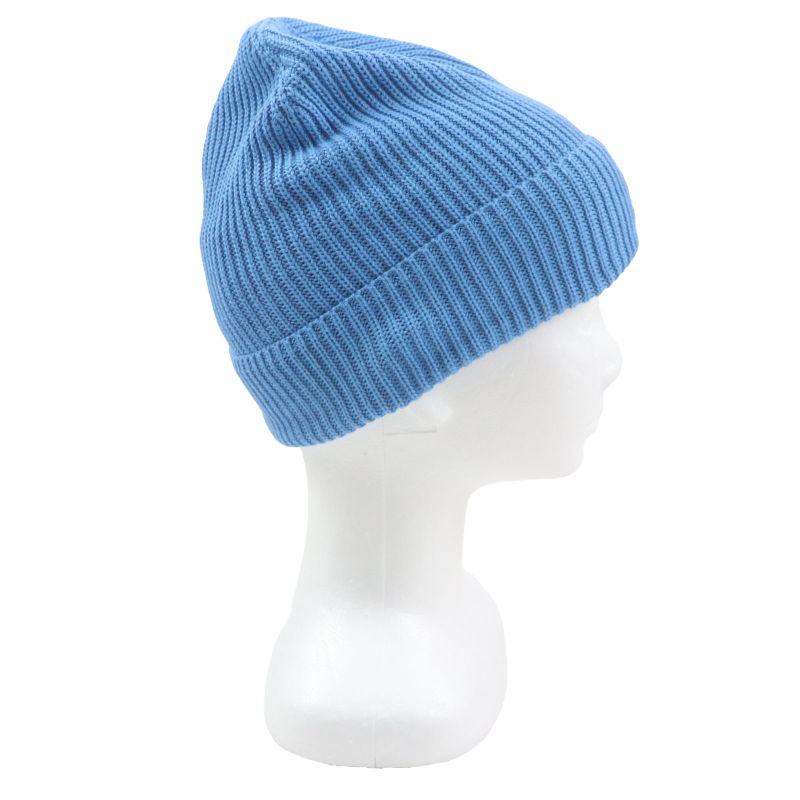 Moncler Moncler 2023 100% Cotton Hat With Logo Patch Blue Knit Cap Blue Made