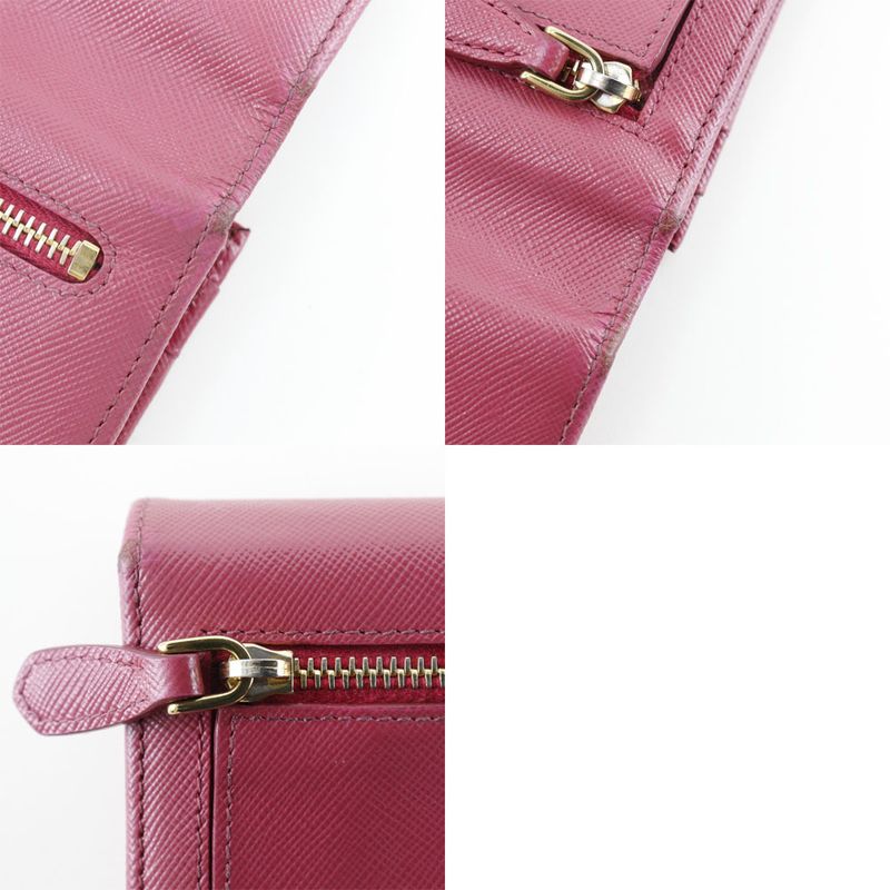 Prada Ribbon 1m1132 Saffiano Peonia Pink Ladies Long Wallet