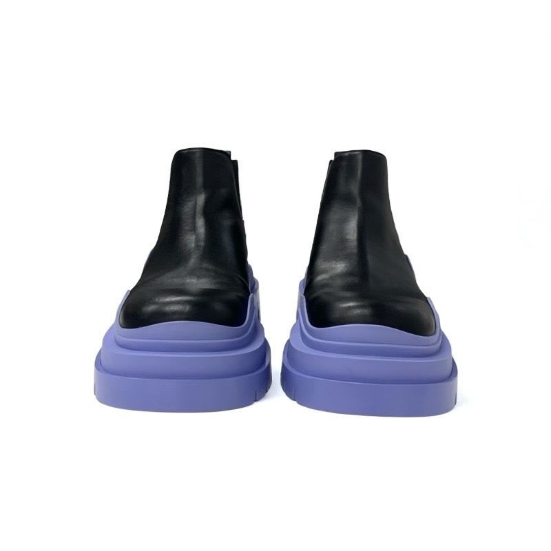Bottega Veneta Tire Boots Short Shoes Leather Black Purple Ankle Chelsea