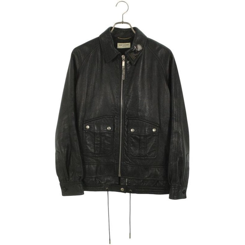 Saint Laurent Paris Y5 Qq2 Leather Zip-up Blouson With Pin Decoration
