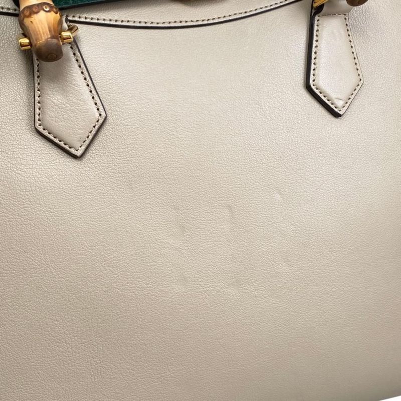 Gucci Tote Bag Diana Bamboo 655658 Leather Double G Beige Gold Hardware Gucci