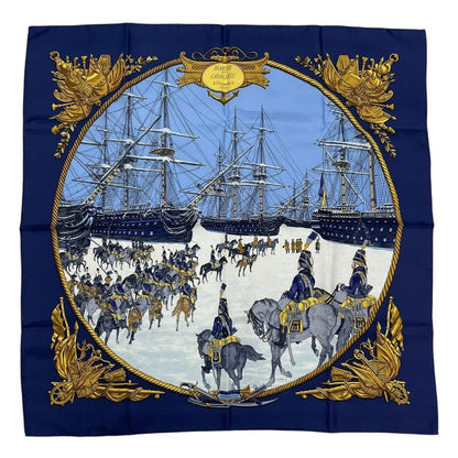 Hermes Scarf Silk Carre 90 Marine ET Cavalerie Sea and Cavalry Navy — view 2
