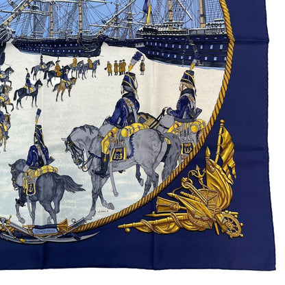 Hermes Scarf Silk Carre 90 Marine ET Cavalerie Sea and Cavalry Navy — view 5
