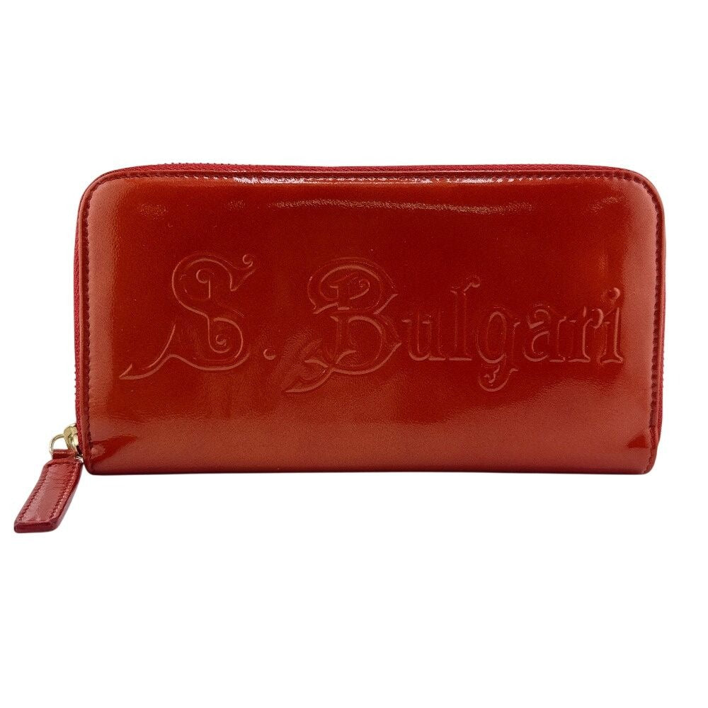 Bvlgari Round Zipper Shape Pressed Logo Sotirio Long Wallet Orange