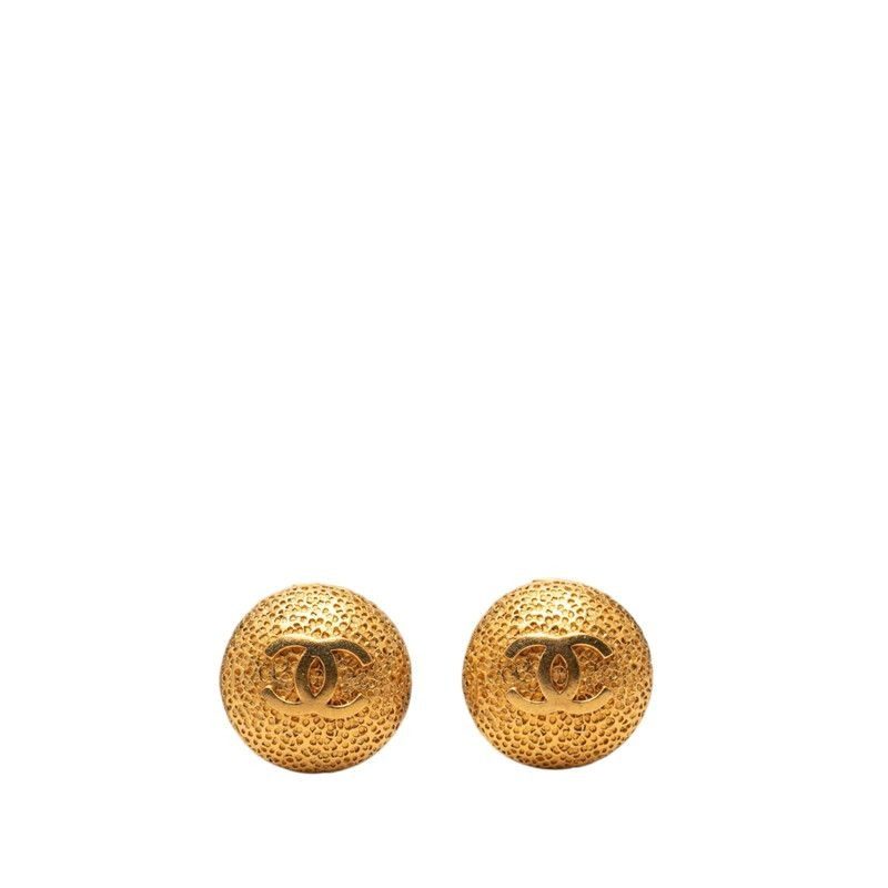 Chanel CC Logo Vintage Earrings Gold Plated
