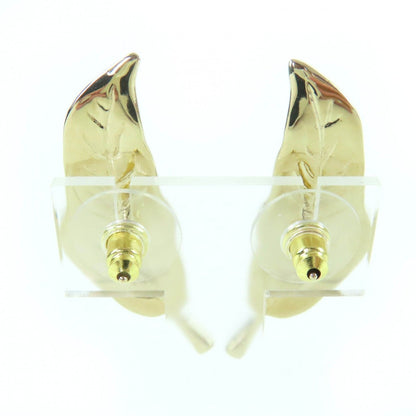 Chanel CC Logo Leaf Design Rhinestone Earrings Gold — view 3