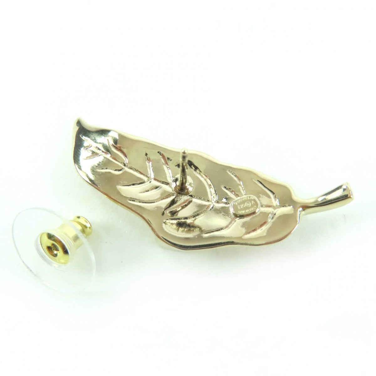 Chanel CC Logo Leaf Design Rhinestone Earrings Gold — view 8