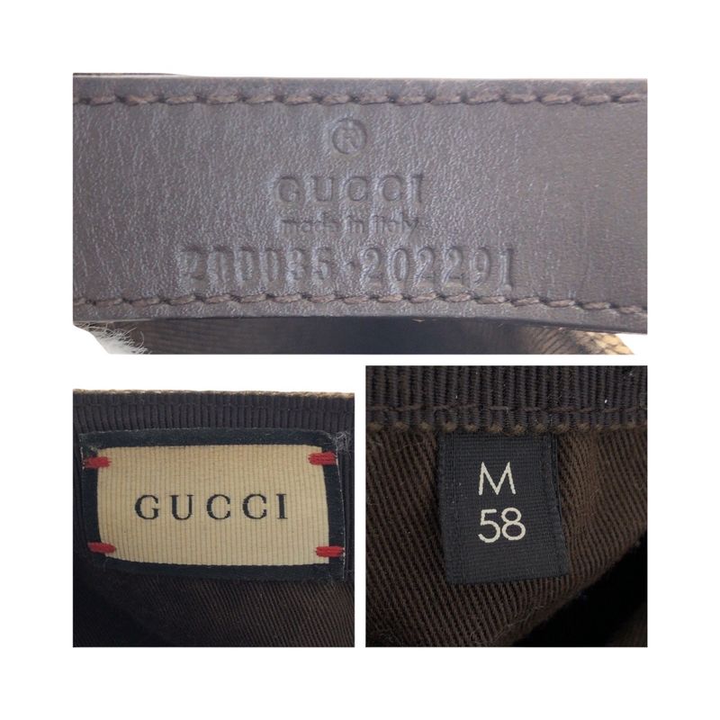Gucci Sherry Line Size M/58cm (2283in) Beige Brown GG Canvas 200035 Cap Unisex