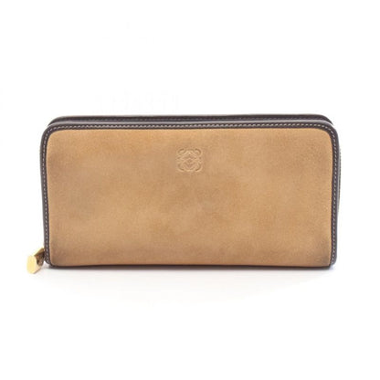 Loewe Round Long Wallet Anagram Light Brown Leather