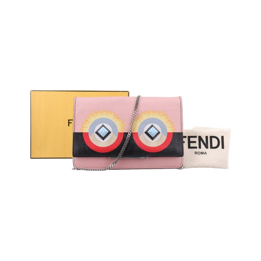Fendi Monster Star Eyes Continental Multicolor Leather Messenger Bag