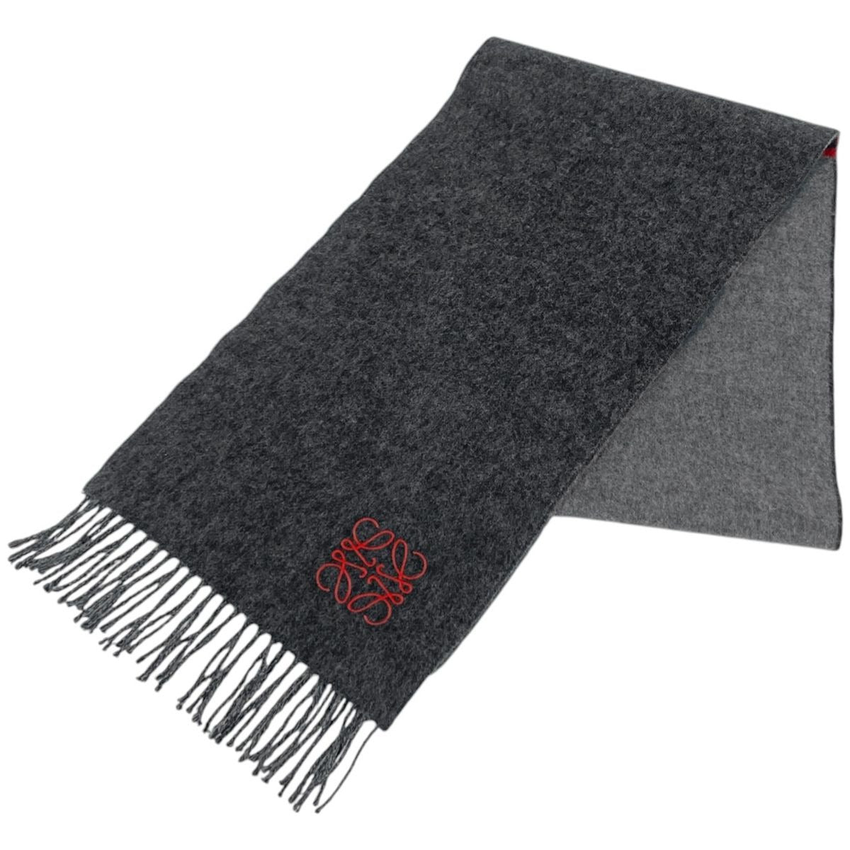 Loewe Anagram Scarf Bicolor Wool Cashmere Gray