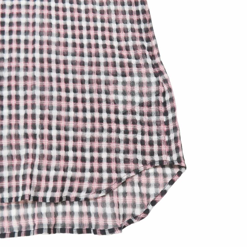 Unused 22ss DIOR Sheer Check Shirt Long Sleeve Cut And Sewn Blouse 40 Red Black