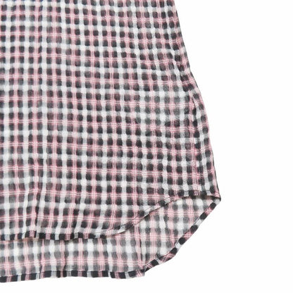 Unused 22ss DIOR Sheer Check Shirt Long Sleeve Cut And Sewn Blouse 40 Red Black