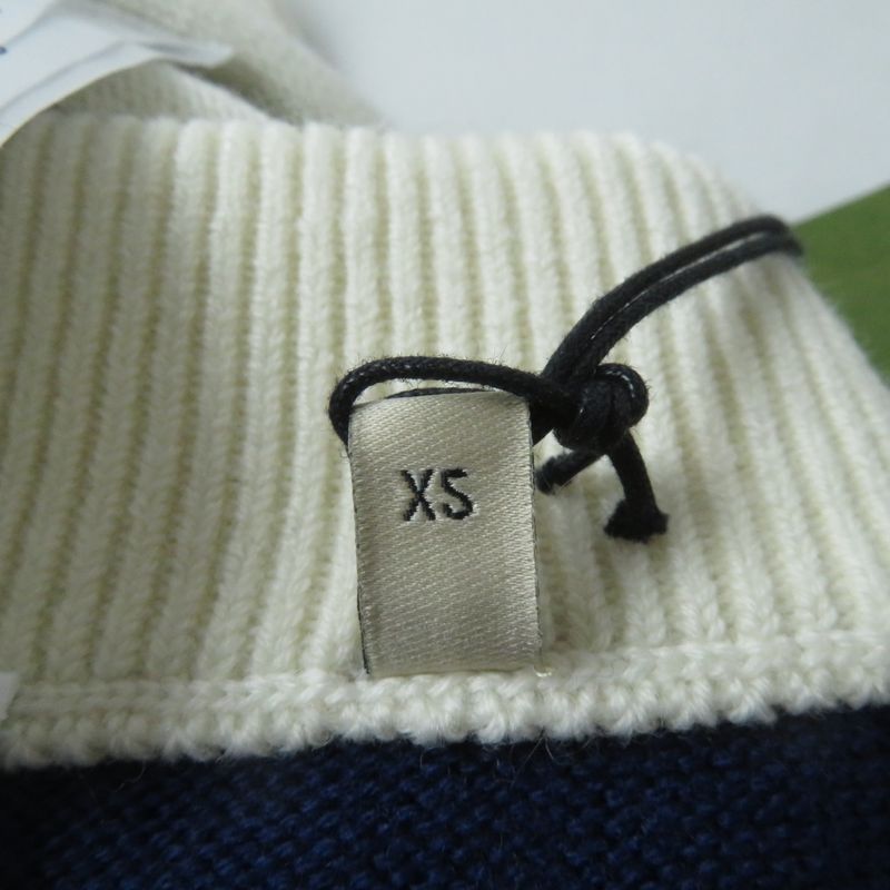 Gucci 22AW 691664 Logo Embroidered Marine Border Knee Length Knit Skirt Ivory X