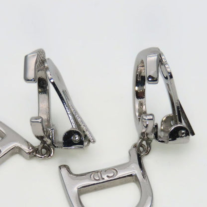 Christian Dior Earring Swing Metal Silver CD Logo Accessory Plated Ladies Women