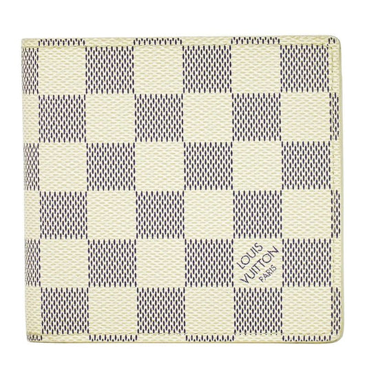 Authentic Louis Vuitton LV Portefeuille Marco Damier Azure Fold Wallet White