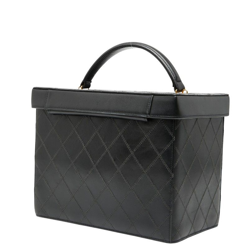 Chanel Bicolore Vanity Bag Shoulder Bag 2WAY Black Lambskin Ladies Chanel