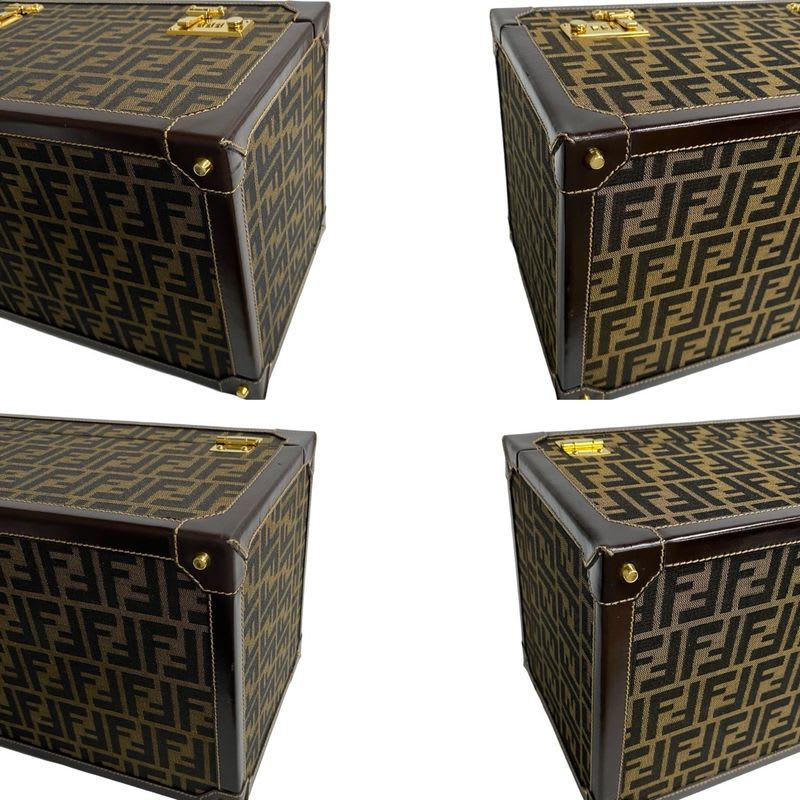 Fendi Zucca FF Pattern Canvas Leather Handbag Vanity